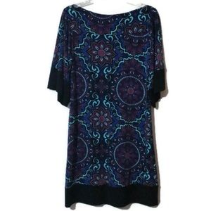 Julian Chang Purple /Blue Abstract Floral Dress